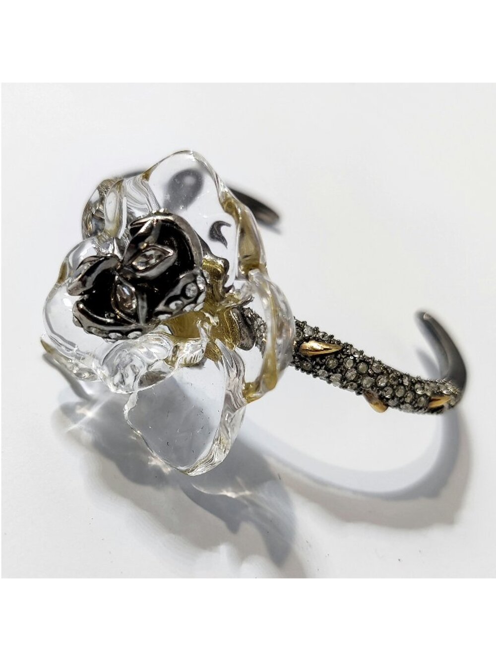 Retired Alexis Bittar Lucite Flower Cuff Bracelet